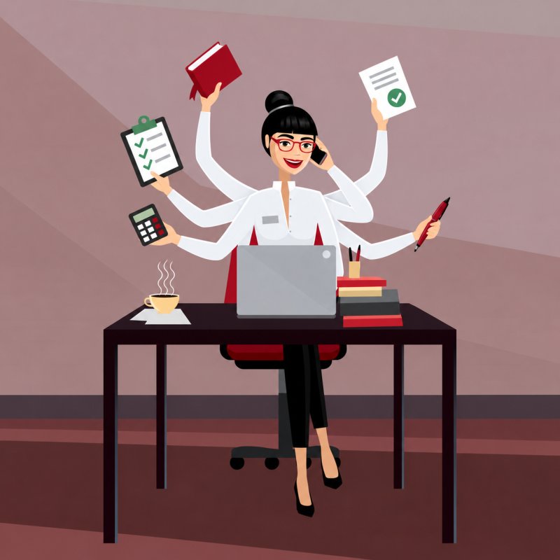 Assistante administrative gérant courriers, factures et dossiers